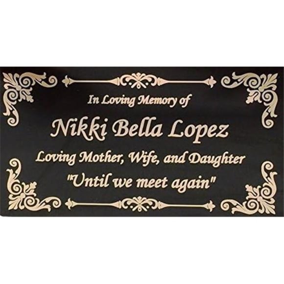 Beautifully Engraved Plaque, Plate, Name Plate in Black and Gold - 4.5" x 2.5" - Picture 2 of 3